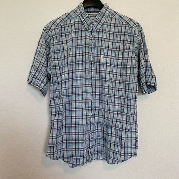 Columbia Short Sleeve Button Down Shirt Plaid Men’s Large‎ - Picture 1 of 4